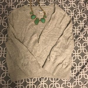 Gray cardigan 3/4 length sleeves